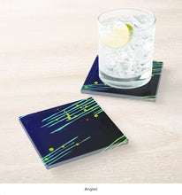 Load image into Gallery viewer, Green/Blue Glass Coaster - price listed is per individual coaster; coasters come in sets of 4