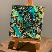 Load image into Gallery viewer, Teal Greens Yellow Black Pollock
